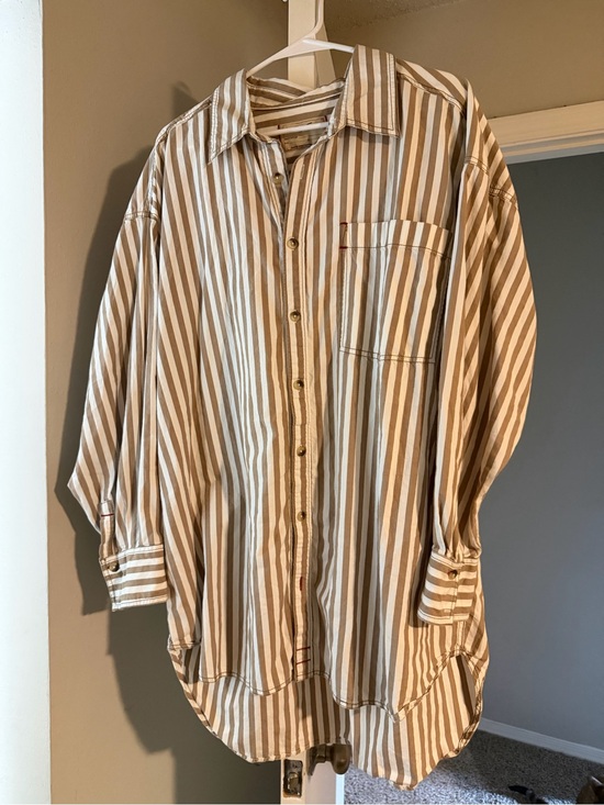 We The Free Tops - We The Free Beige and White Striped Shirt Dress